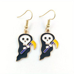 Halloween Earrings Pumpkin Moon Bat Haunted House Hat Pendant Jewelry