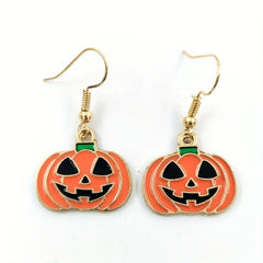 Halloween Earrings Pumpkin Moon Bat Haunted House Hat Pendant Jewelry
