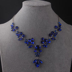 Bridal Set Chain Rhinestone Wedding Jewelry Necklace Earrings