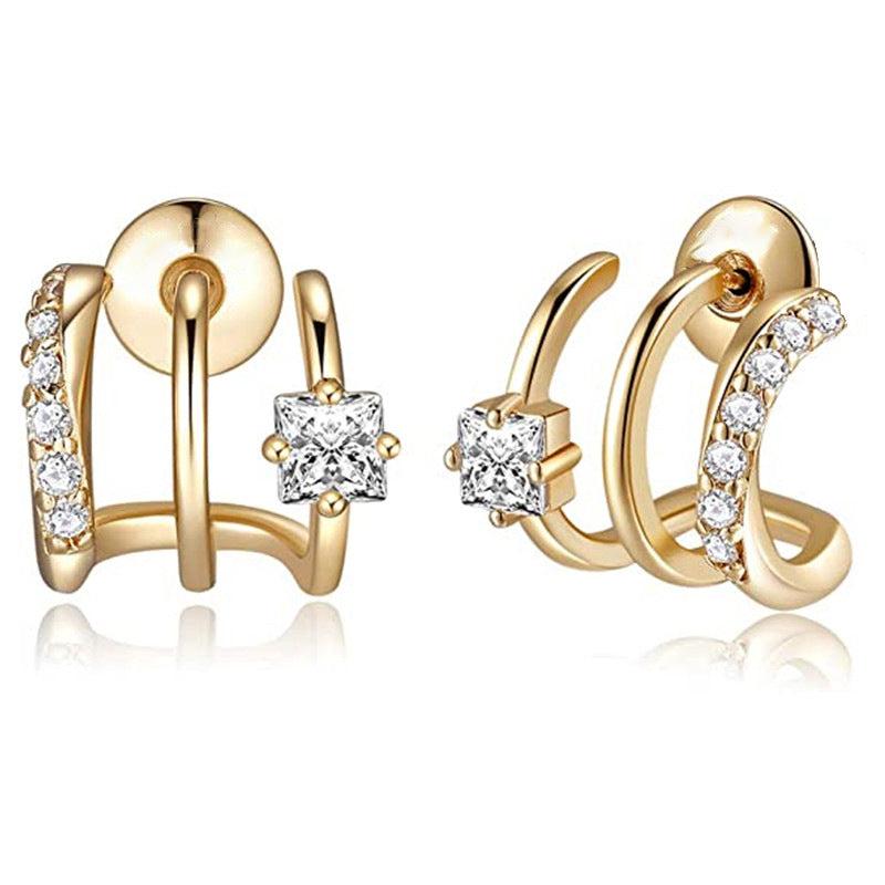 Triple Hoop Earrings Double layer Women Jewelry