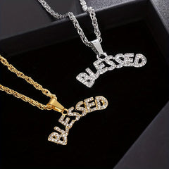 Geometric Hip Hop Necklace Artificial Diamond Letter Necklace