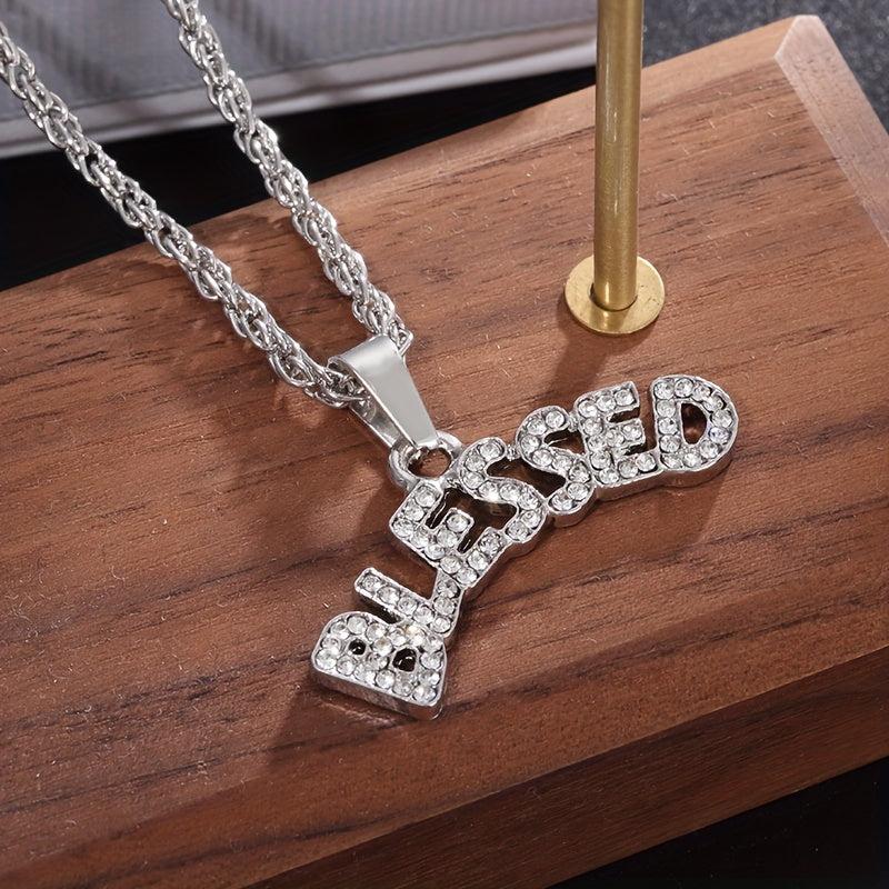 Geometric Hip Hop Necklace Artificial Diamond Letter Necklace