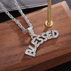 Geometric Hip Hop Necklace Artificial Diamond Letter Necklace