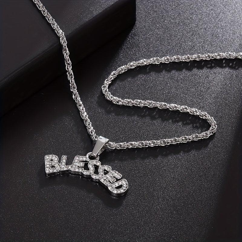 Geometric Hip Hop Necklace Artificial Diamond Letter Necklace