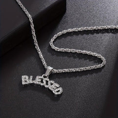 Geometric Hip Hop Necklace Artificial Diamond Letter Necklace