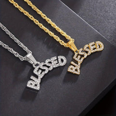 Geometric Hip Hop Necklace Artificial Diamond Letter Necklace