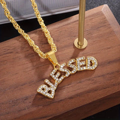 Geometric Hip Hop Necklace Artificial Diamond Letter Necklace