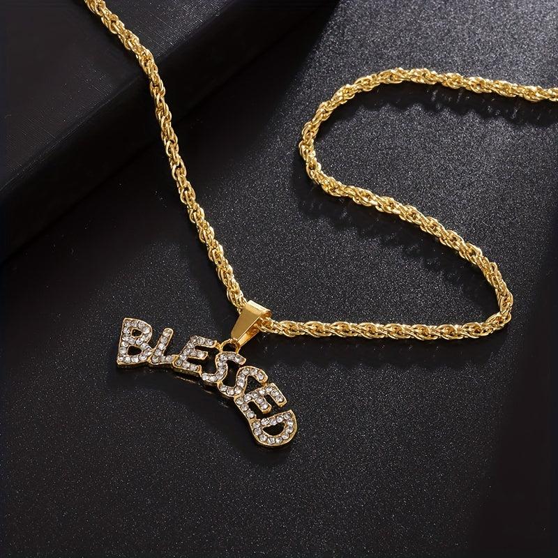 Geometric Hip Hop Necklace Artificial Diamond Letter Necklace