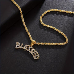 Geometric Hip Hop Necklace Artificial Diamond Letter Necklace
