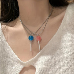 Crystal Pendant Necklace Lollipop Clavicle Chain