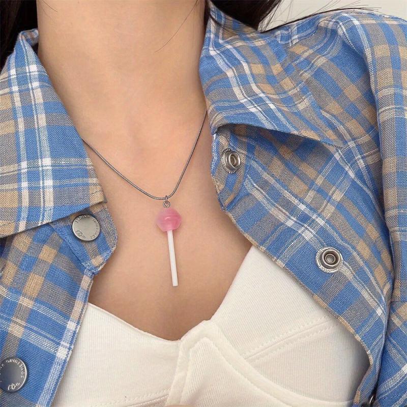 Crystal Pendant Necklace Lollipop Clavicle Chain
