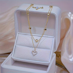 Heart Chain Zircon Collarbone Necklace