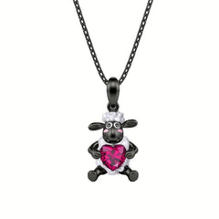 Red Heart Lamb Pendant Necklace - Perfect Gift for Girls