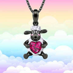 Red Heart Lamb Pendant Necklace - Perfect Gift for Girls