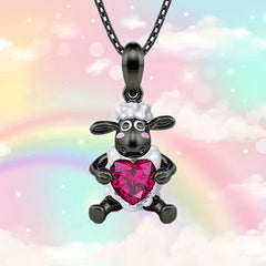 Red Heart Lamb Pendant Necklace - Perfect Gift for Girls