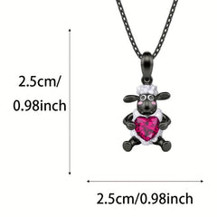 Red Heart Lamb Pendant Necklace - Perfect Gift for Girls