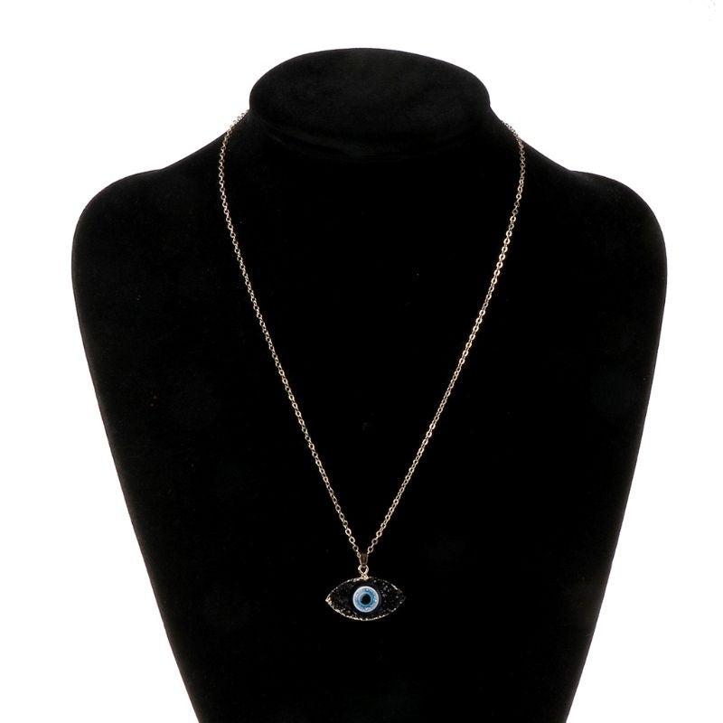 Evil Eye Stone Pendant Necklace Natural Quartz Geode Crystal Jewelry
