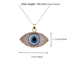Evil Eye Stone Pendant Necklace Natural Quartz Geode Crystal Jewelry
