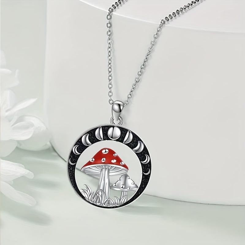 Little Red Umbrella Disc Mushroom Pendant Necklace Decoration Accessories