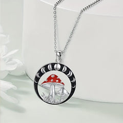 Little Red Umbrella Disc Mushroom Pendant Necklace Decoration Accessories