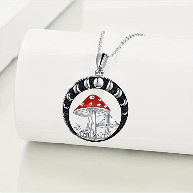Little Red Umbrella Disc Mushroom Pendant Necklace Decoration Accessories