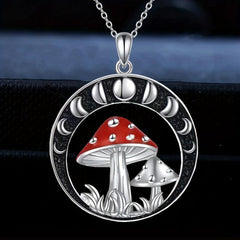 Little Red Umbrella Disc Mushroom Pendant Necklace Decoration Accessories