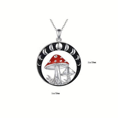 Little Red Umbrella Disc Mushroom Pendant Necklace Decoration Accessories