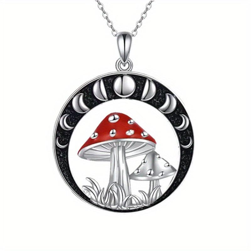 Little Red Umbrella Disc Mushroom Pendant Necklace Decoration Accessories