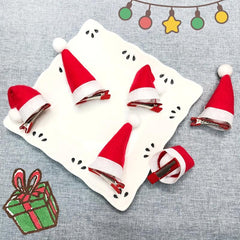 Mini Christmas Hat Hairpin Photo Decoration Plush Edge Clip