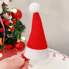 Mini Christmas Hat Hairpin Photo Decoration Plush Edge Clip