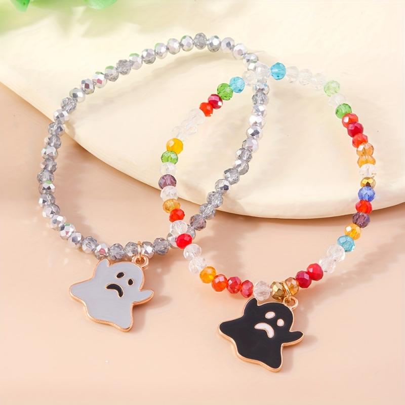 Halloween Ghost Beaded Bracelet Set Funny Ghost Hand Unisex Couple Jewelry
