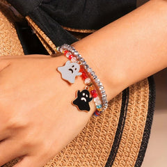 Halloween Ghost Beaded Bracelet Set Funny Ghost Hand Unisex Couple Jewelry