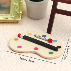 1:12 Dollhouse Mini Furniture Wooden Easel Palette Set