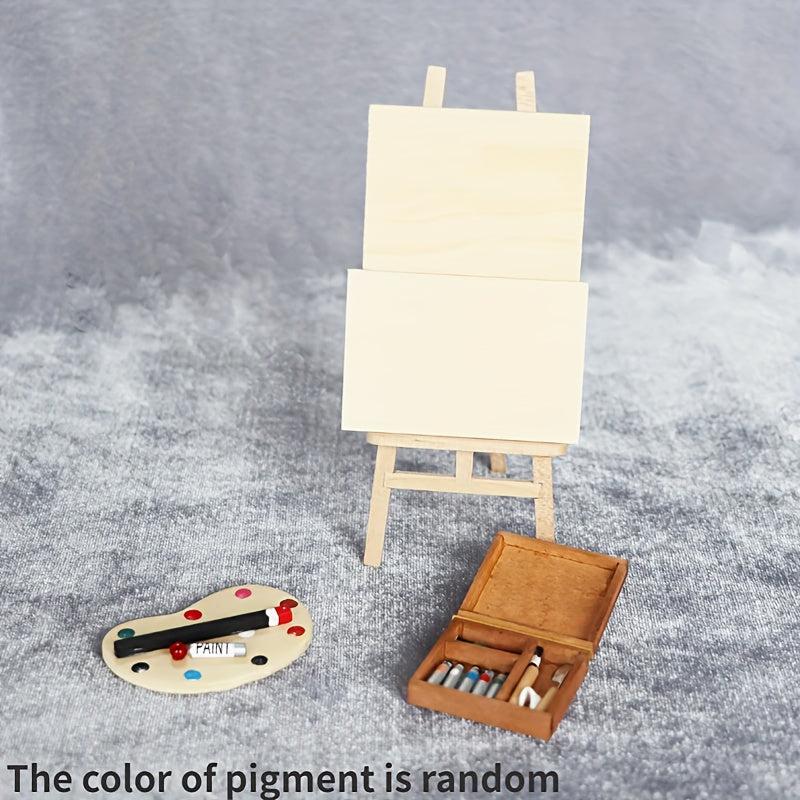 1:12 Dollhouse Mini Furniture Wooden Easel Palette Set