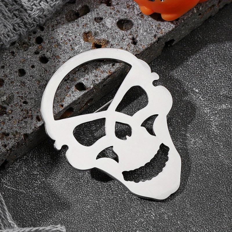 Steel Ghost Head Brooch Scarf Clip Halloween Jewelry