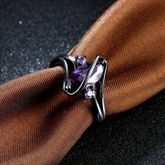 Purple Horse Eye Zircon Ring Ladies Jewelry