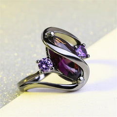 Purple Horse Eye Zircon Ring Ladies Jewelry
