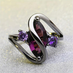 Purple Horse Eye Zircon Ring Ladies Jewelry