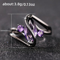 Purple Horse Eye Zircon Ring Ladies Jewelry