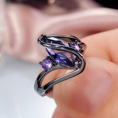 Purple Horse Eye Zircon Ring Ladies Jewelry
