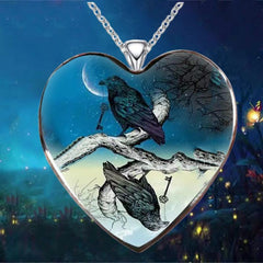 Creative Crow Necklace Retro Heart Pendant Halloween Christmas Gift
