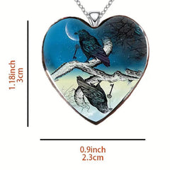 Creative Crow Necklace Retro Heart Pendant Halloween Christmas Gift