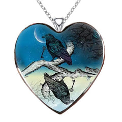 Creative Crow Necklace Retro Heart Pendant Halloween Christmas Gift