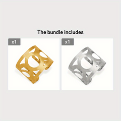 Geometric Wide Bangle Bracelet Hollow Open Punk Style Glossy Bracelet