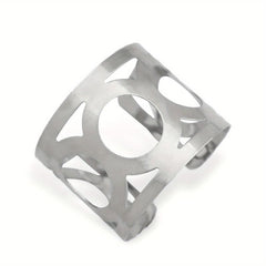 Geometric Wide Bangle Bracelet Hollow Open Punk Style Glossy Bracelet