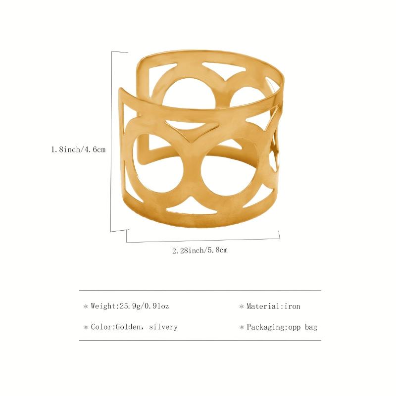 Geometric Wide Bangle Bracelet Hollow Open Punk Style Glossy Bracelet