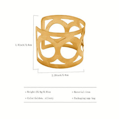 Geometric Wide Bangle Bracelet Hollow Open Punk Style Glossy Bracelet