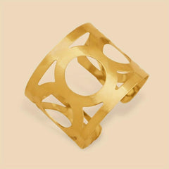 Geometric Wide Bangle Bracelet Hollow Open Punk Style Glossy Bracelet