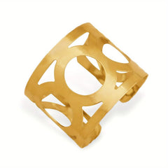 Geometric Wide Bangle Bracelet Hollow Open Punk Style Glossy Bracelet