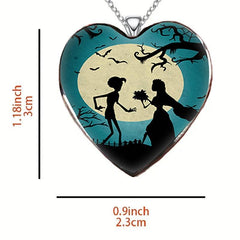 Vintage Halloween Wedding Heart Necklace Gift for Friends